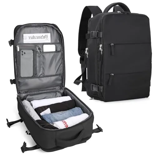 SZLX Mochila Equipaje de Mano 40x30x20 Ryanair Vueling Wizzair Easyjet Mochila Viaje Cabina Avion Ryanair Mujer Mochila de transporte Impermeable para Computadora Portátil,Negro,40x30x20cm