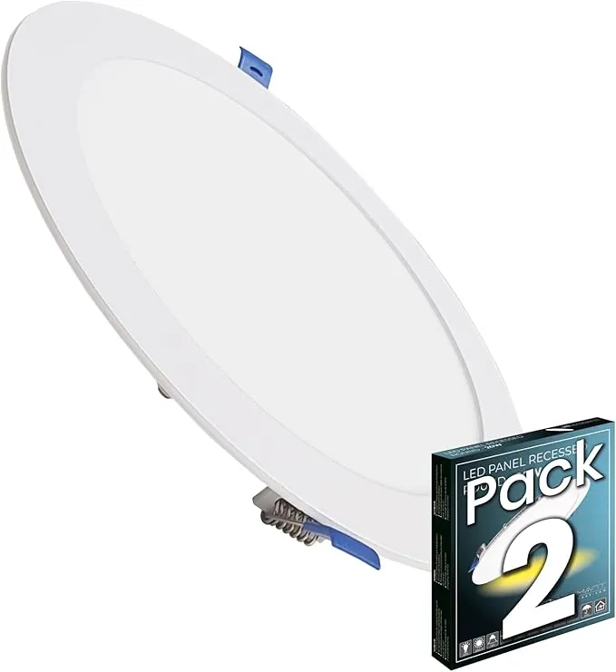 LED ATOMANT Pack 2x Downlight LED Panel Extraplano Redondo 220mm 20W, 1800 lumenes, Color Luz Neutra (4500K), Corte estandar 200mm, Driver incluido