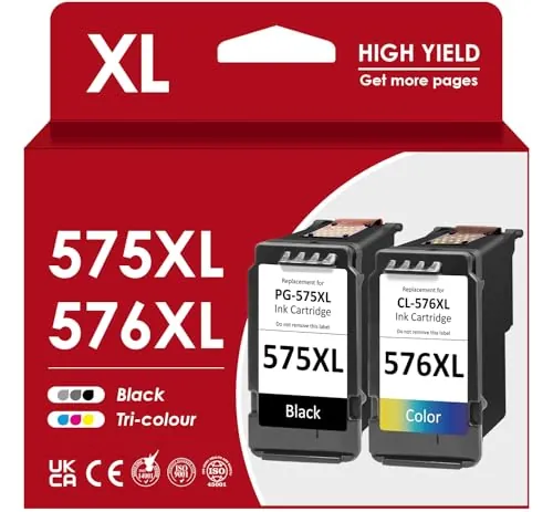 575 576 XL Cartuchos de Impresora, PG 575XL CL 576XL Negro Color Recambio para Cartuchos Originales Canon 575 576XL Multipack para Canon Pixma TR4755i TS3550i TS3551i TS3750i TR4750i TR4751i