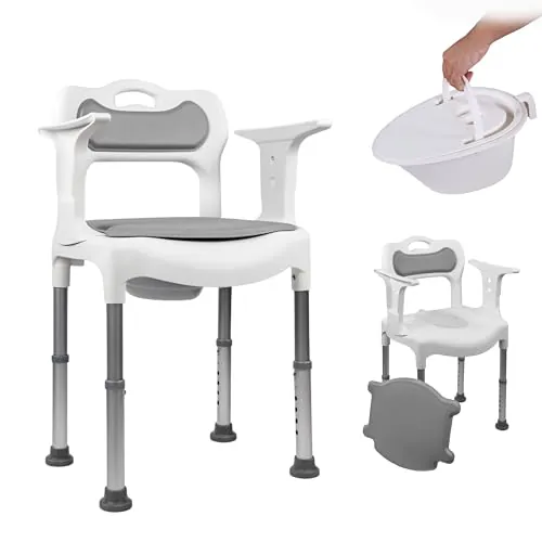 Mobiclinic®, Silla WC, Baño y Ducha, 3 en 1, Altura Regulable en 6 Niveles, Orinal Extraíble 3.5L, Cojines en Asiento y Respaldo, Multifunción, Conteras Antideslizantes, Guido