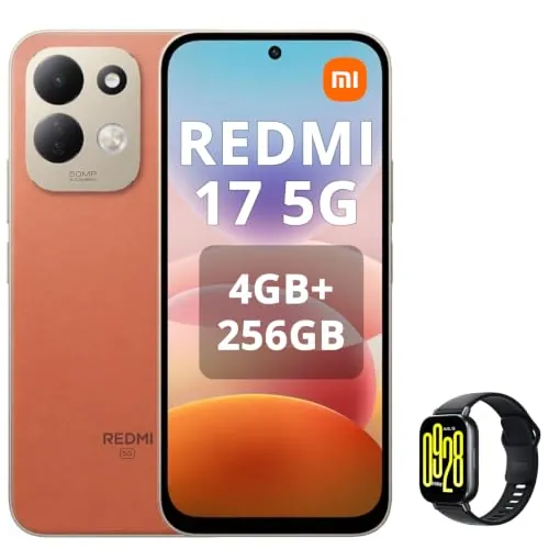 XIAOMI Redmi 17 5G 4+256GB Naranja, Incluye Pulsera Inteligente | Pantalla 6.9" 120Hz, Procesador MediaTek Helio G91-Ultra, Cámara AI Dual 50MP, Batería 7500mAh, Gorilla Glass 7i, IP64, NFC