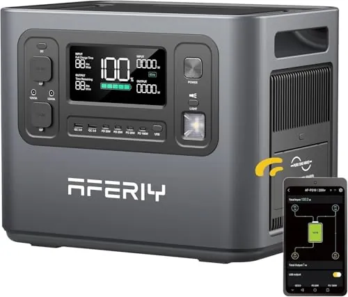 AFERIY Estacion de Energia portatil 2400W Generador Electrico Solar 2048Wh, （Envío en 3 días）Portable Power Station LiFePO4 Generadores Solares para Camping Hogar Viajes Emergencias, 13 Conectores
