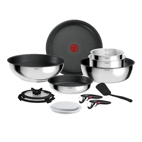 Tefal Ingenio Comfort Max - Juego de 6 Piezas + 7 Acc, Acero inoxidable