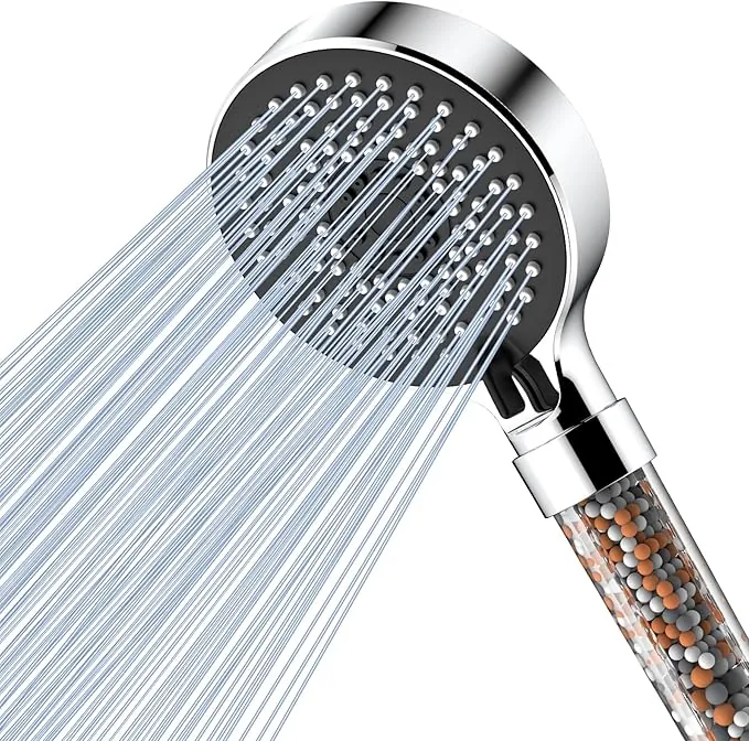 Magichome Alcachofa de Ducha Alta Presión, con Filtro 5 Tipos de Chorros, Cabezal de Ahorro de Agua y Aumento de Presión con Filtración de 3 Capas y Piedras (Negro)