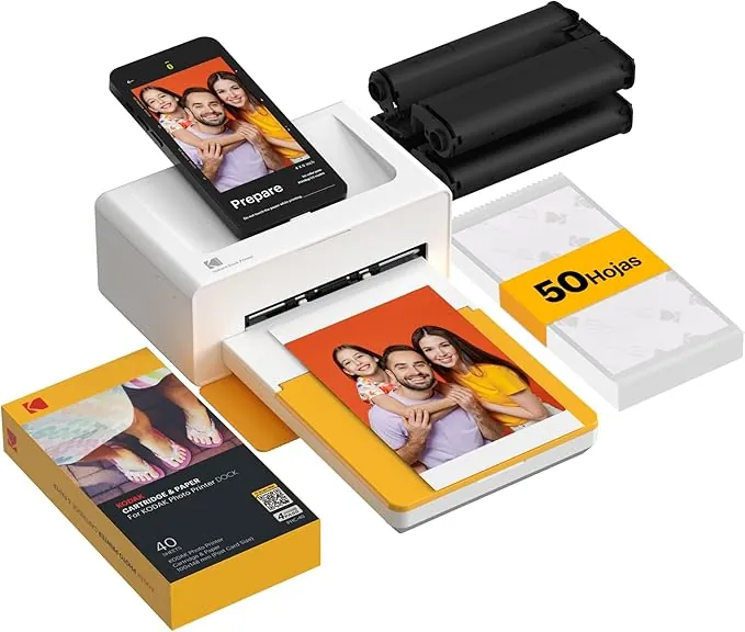 KODAK Dock Plus 4PASS Impresora de Fotos Instantánea (10x15cm) + Pack con 40 Hojas