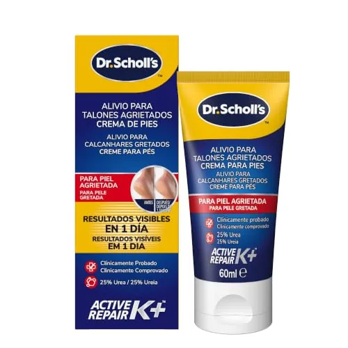 Scholl Crema de Pies para Talones Agrietados, con Urea y Keratina, Blanco, 60 Mililitros, 6