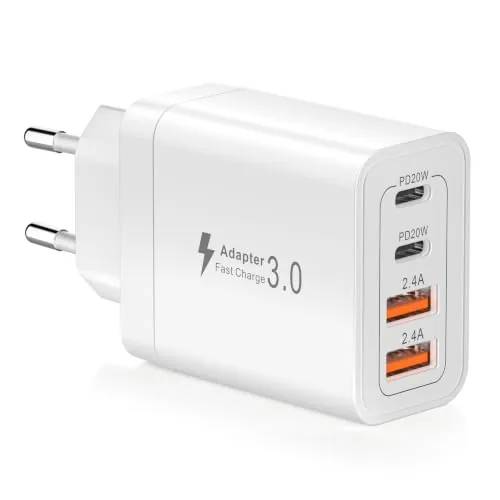 YISH 32W Cargador USB C Carga Rápida 4-Puerto PD3.0 Cargador Tipo C Enchufe