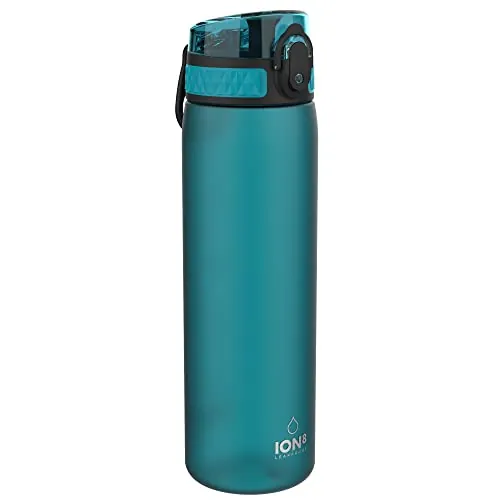 ion8 Botella Agua, 500ml, a Prueba de Fugas, Fácil de Abrir, Cerradura Segura, Apta para Lavavajillas, Sin BPA, Asa de Transporte, Fácil de Limpiar, Neutro en Carbono, Aqua