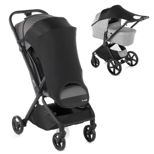 Jané Toldo Solar Carrito Bebé UPF 50+, Universal y Elástico, Parasol Transpirable, Protección UV para Cochecito y Capazo, Color Negro