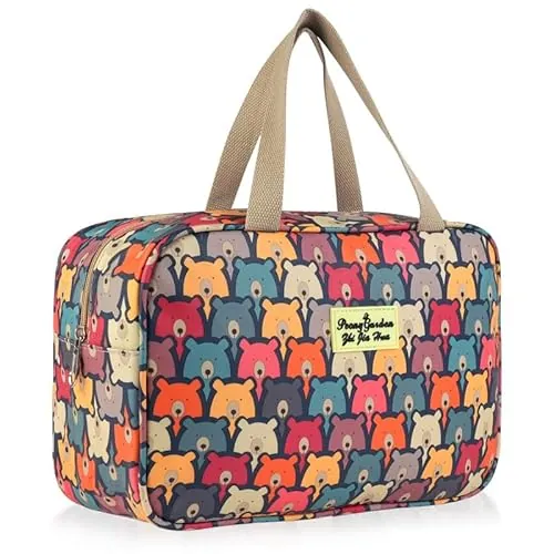 Aucuu Neceser Mujeres, Neceser de Viaje, Bolsa de Cosméticos Impermeable, Bolsa de Maquillaje Portátiles, Bolsa Aseo señora, para Uso Diario Viaje-Oso