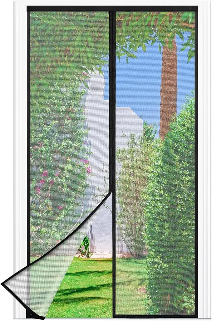 Mosquitera Puerta Magnetica - 120 x 210 CM - Negro, Mosquiteras para Puertas, Cierre Magnético de Arriba a Abajo, Automáticamente,Mantiene el Aire Fresco
