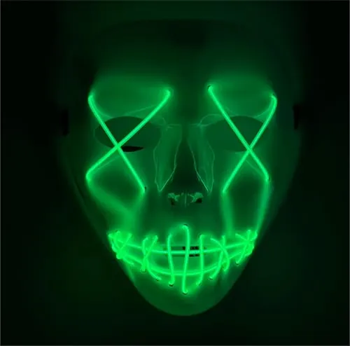 TK Gruppe Timo Klingler Máscara LED espeluznante - como de The Purge, controlable, cara luminosa, para Halloween, carnaval y disfraz para hombre y mujer (color a elegir) (verde jason LED)