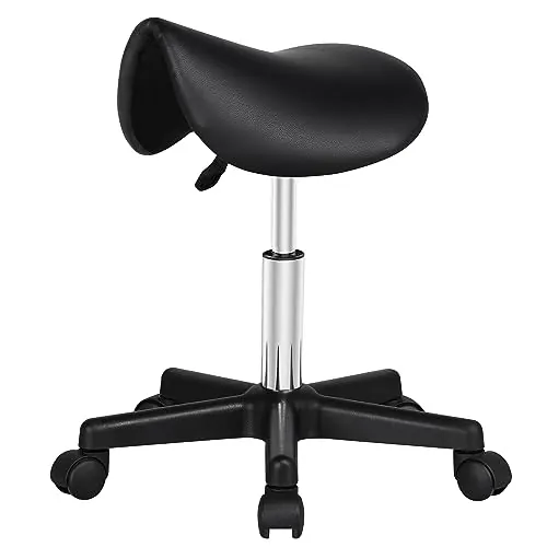 Yaheetech Taburete con Ruedas 50x45,5-60cm Soporta hasta 120kg Negro