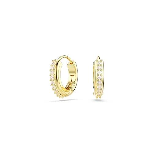 Swarovski Pendientes de aro Matrix, Talla redonda, Blancos, Baño tono oro