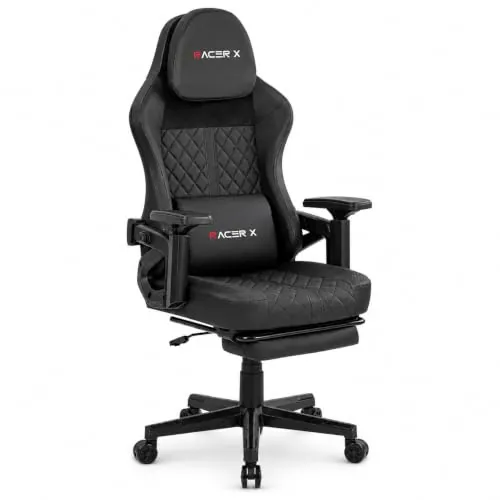 Silla Gaming Racer X Ergonómica Racing Sillón Gamer Profesional Videojuegos,Ordenador, Oficina, Escritorio. Reposabrazos. Cojín Lumbar y Reposacabezas. Giratoria, Regulable en Altura y reclinable.