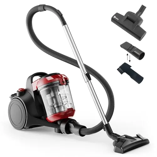 Akitas C10T Aspiradora Sin Bolsa 850W Turbo para Pelo de Mascotas Gato y Perro con Cepillo Giratorio Alemán Wessel Werk de 28 cm