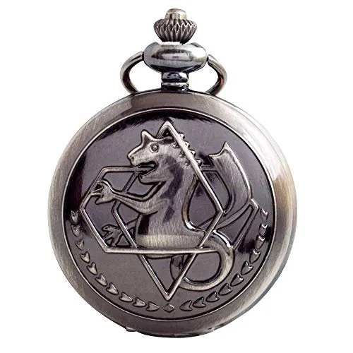 Fullmetal Alchemist - Reloj de Bolsillo con Caja de Cadena para Accesorios de Cosplay, mercancía de Anime, Alchemist-Negro, L, Anime