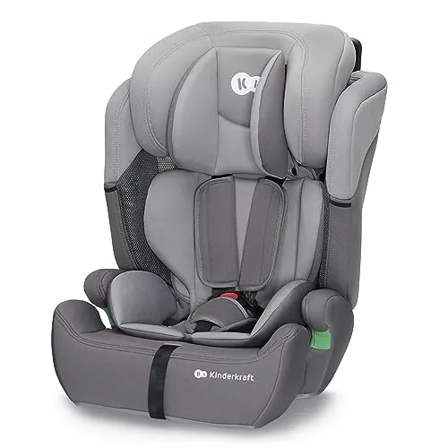 Kinderkraft COMFORT UP i-Size 75-150 cm, Silla coche bebé, Silla coche para niños, Sillade, Cinturón, regula en 11 niveles, Grupo 1/2/3, 15 meses - 12 años, 9-36 kg, Gris