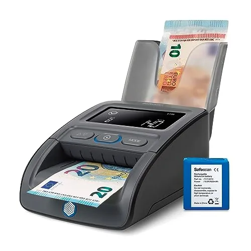 Detector de billetes falsos portátil Safescan 155-S completo para verificar rápidamente billetes - Detector billetes falsos con 7 puntos de detección - Detector de billetes falsos 100% fiable