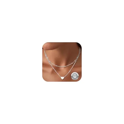 Kenivira Collar Plata de Ley 925 Para Mujer Cadena Colgante Corazon Plata Para Mujer