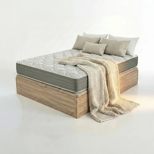 ROYAL SLEEP - Pack Descanso Montaje y Retirada de Usado Incluido | Colchón Viscoelástico Ceramic 20cm | 150x200 | Canapé Abatible Madera Gran Capacidad Natural