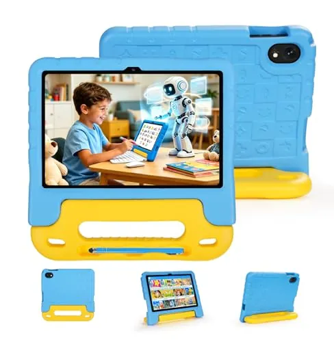 SUMTAB Tablet para Niños 10 Pulgadas Android 15 con 30GB RAM 128GB ROM (mpliable 2 TB), Control Parental, Pantalla IPS HD, GMS Certified, 5G WiFi 6, Protective Antichoque Eva & Estilete