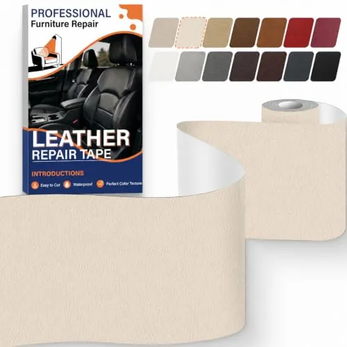 Cuero Adhesivo para Tapizar Beige 10 x 200 cm, Parche de Polipiel | Reparación Rápida de Sofás, Adhesivo Mejorado de Alta Adherencia, Fácil de Cortar, Cubre Arañazos, Grietas y Desgaste