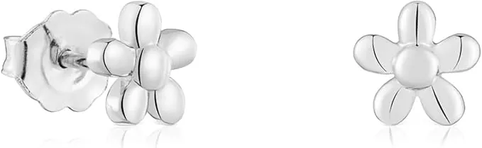TOUS Pendientes para Mujer de Plata de Primera Ley y Motivo Flor, Colección Motivos