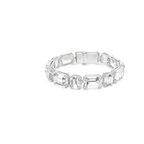 Swarovski Pulsera Tennis Millenia, Talla Octogonal, Blanca, Rodio