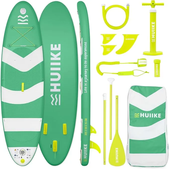 HUIIKE Tabla Paddle Surf Hinchable con Accesorios Incluidos, Remo, Quillas, Inflador. Stand Up Paddle Board Gran Estabilidad y Resistencia. 305 x 84 x 15 cm, Soporta hasta 130 kg
