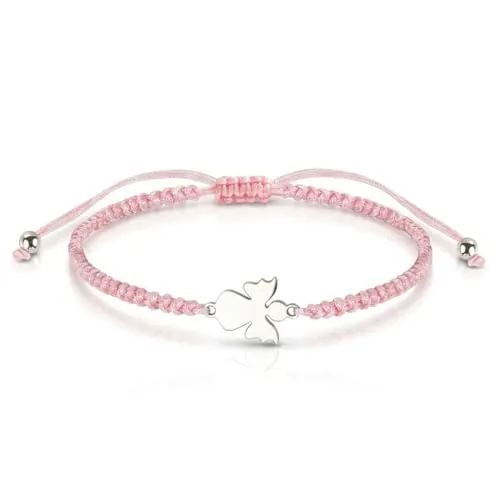 YIPFEN Pulsera de ángel de la guarda ajustable, amuleto de la suerte y talismán para niña y niño, comunión, regalos niño (13-26 cm) (Rosa)
