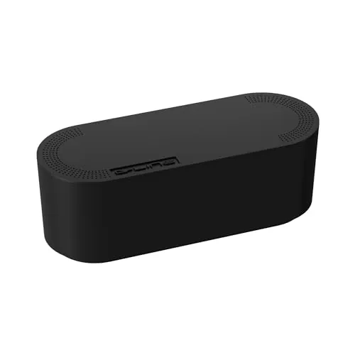 D-Line Caja Organizadora de Cables, Oculta Regletas y Gestiona Cables de Escritorio o TV – 325 mm (L) x 125 mm (An) x 115 mm (Al) – Tamaño Pequeño – Negro