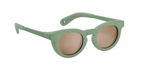 BÉABA, Gafas de Sol para Bebé 9-24 Meses, Protección 100% UV - CAT 3, Protección Lateral, Confort Óptimo, Patillas Ajustables 360°, Adaptables a la Vista, Colección Retro Delight, Verde Salvia