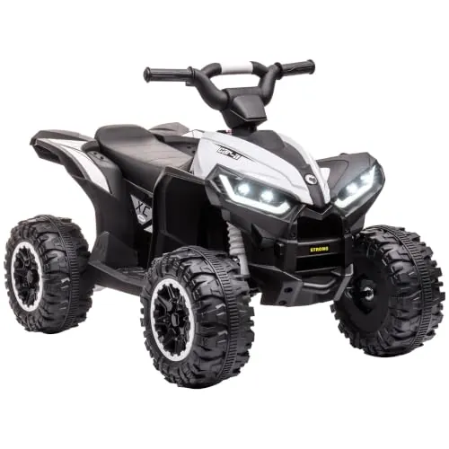 HOMCOM Quad Eléctrico para Niños 12V de 3-5 Años 2 Motores 3-6km/h Blanco