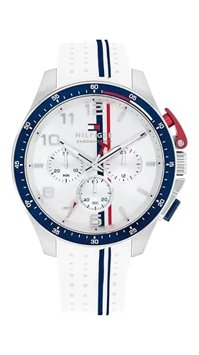 Tommy Hilfiger Reloj Cronógrafo de Cuarzo para Hombre con Correa de Silicona Blanca - 1792167