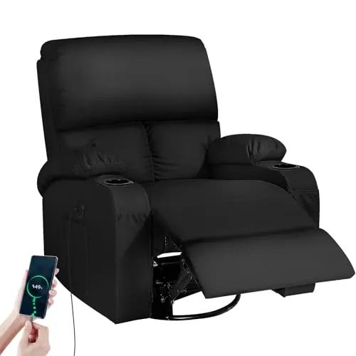 Moonlight Manor Sillón reclinable Mecedora, Sillón reclinable Mecedora de Masaje con Masaje por vibración y Calor, Sala de Estar, Dormitorio, guardería, RV, Negro