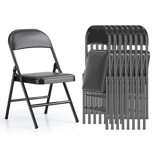 Asdsed Juego de 8 sillas Plegables Acolchadas con Capacidad de Carga de hasta 158 kg, sillas Plegables de Metal con Marco de Acero Fuerte, sillas Plegables para Cocina, Comedor, Interior y Exterior