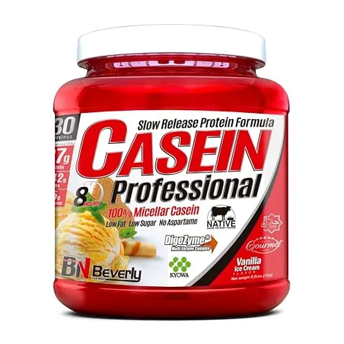 Beverly CASEIN MICELLAR | Proteína Premium de Caseína Micelar de Liberación Lenta | 1 Kg | 27 g Proteína por Ración | 28 Servicios | Recuperación Muscular | Sabor Vainilla
