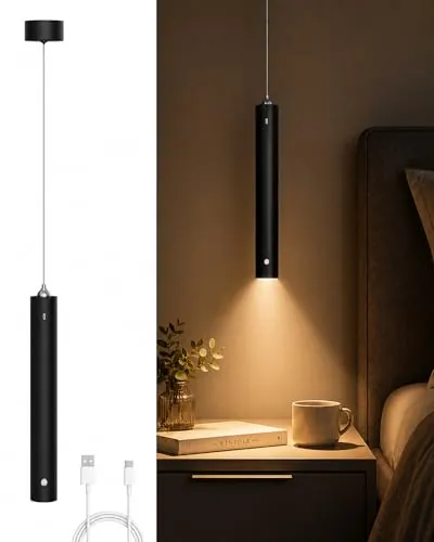 ACMHNC Lámpara Colgante Recargable, 4500mAh, Regulable Táctil, Negro