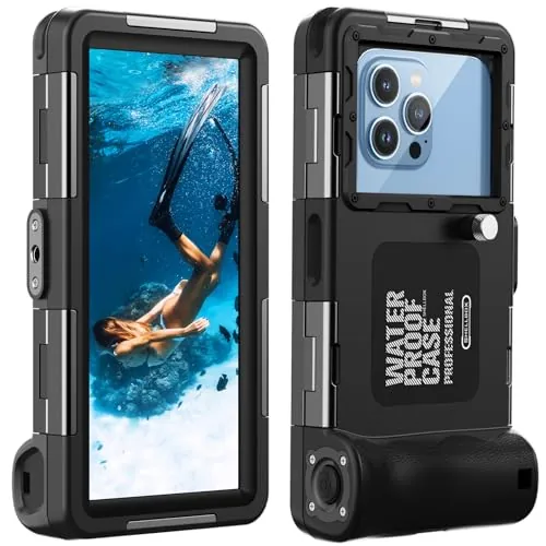 Lanhiem Funda Impermeable para Teléfono Móvil Universal Buceo Profesional IP68 15M Subacuático Carcasa de Fotografía para iPhone Samsung Huawei Xiaomi, Compatible con teléfonos de hasta 6,9 Pulgadas