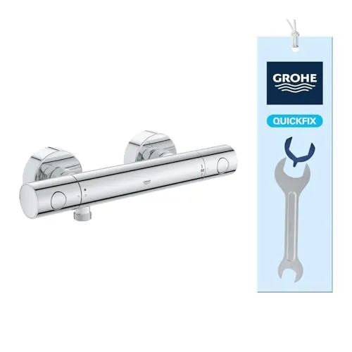 GROHE Precision Get - Termotato de ducha con ahorro de agua (temperatura constante, protección antiquemaduras a 38°C, botón Eco y mandos metálicos), cromo, 34773000 [Clase energética A]