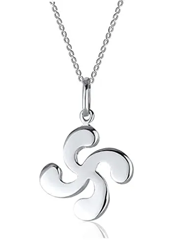 TALISMAN JEWELLERY Colgante de Plata de Ley 925 con cadena incluída - Lauburu, Cruz Vasca (20 mm)