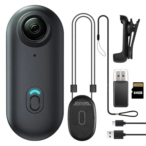 Meoilkolnm Mini cámara corporal FHD 1080P de 64 GB, cámara corporal de acción portátil, tamaño del pulgar, cámara de grabación manos libres, soporte de videocámara portátil de alta calidad en