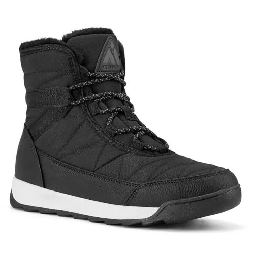 Mishansha Botas de Nieve Mujer Botines Cálido Negro intenso Tallas 42 | Caliente, Antideslizantes, Senderismo Trekking, Descansos Nieve, Zapatillas Nieve, Zapatos Nieve