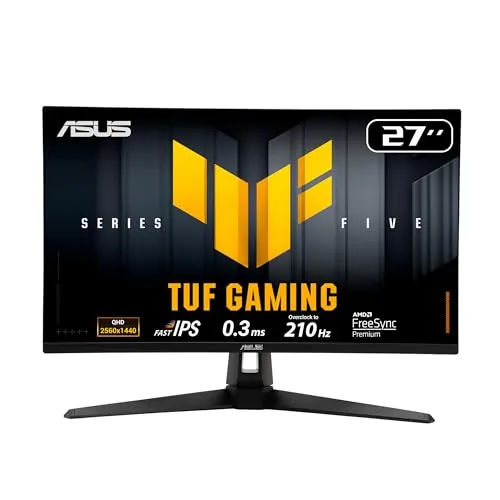 Asus Tuf Gaming Vg27aq5a, GaminG-Monitor 68.6 Cm (27 Zoll), Schwarz, Qhd, FasT-Ips, Hdmi, Dp, Vrr, 210hz Panel (90lm0bn0-B01371)