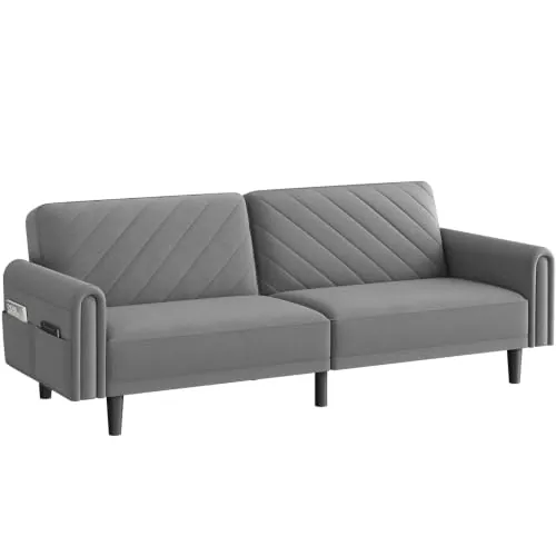 Yaheetech Sofá Cama 2 Plazas Plegable 176x98 cm, Tela Acolchada,Gris Oscuro