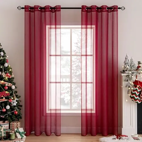 MIULEE Cortinas Salon Modernas con Ojales 2 Piezas Rojo 140x175 cm