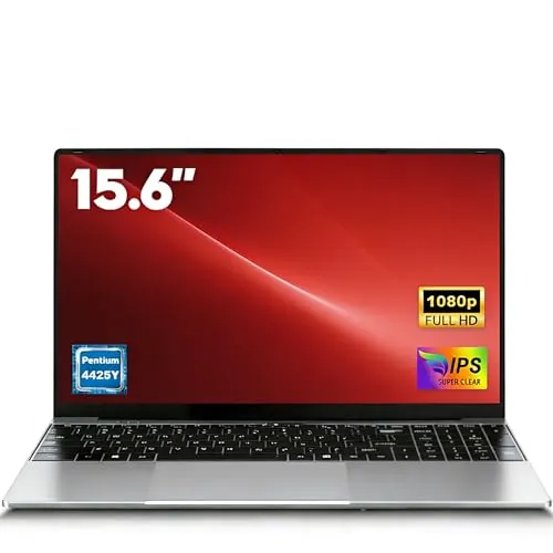 FUNYET Ordenador Portátil 15.6” RAM 16GB SSD 256GB Soporta TF 1TB Win11 Pro 1920x1080 FHD (Procesador 2 Cores 4425Y), Portatil con WIFI5, BT4.2, USB3.0x2, HDMI para Estudiantes y Oficina - Plata