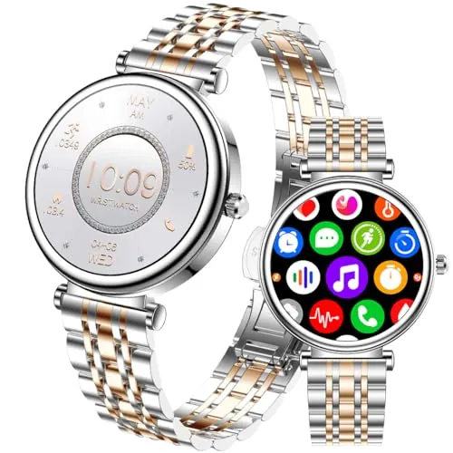 Reloj inteligente para mujer, pantalla a color de 1.25 pulgadas, IP67, impermeable, rastreador de actividad física con monitor de frecuencia cardíaca, sueño, podómetro, para teléfonos Android e iOS