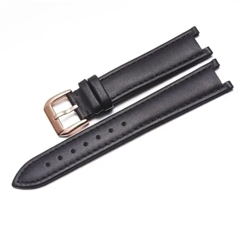 WHARGTSL Correa de Reloj de Cuero Genuino for Mujer de Vivienne Westwood, Correa de Reloj Fit For Interfaz cóncava Suave y cómoda, Pulsera de 18mm(Black-Rose-K1)